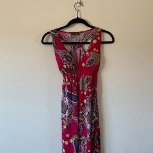 Vibrant Paisley Midi Dress in Red